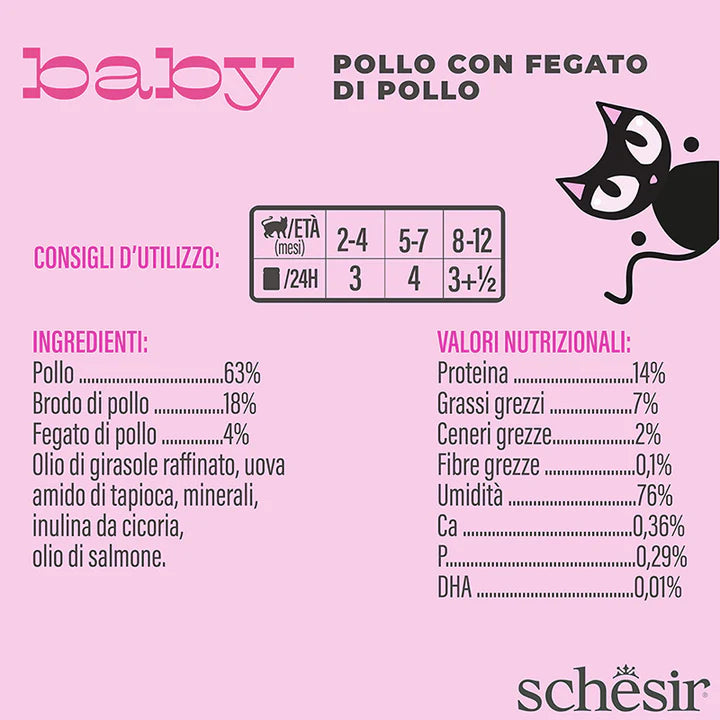Schesir Baby Filettini di pollo con fegato di pollo in brodo 70g