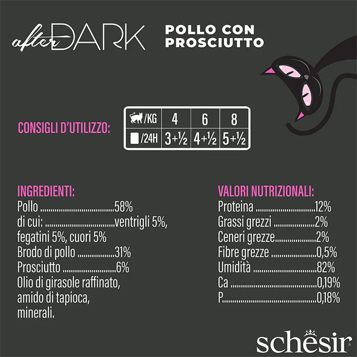 Schesir After Dark Pollo con prosciutto in brodo 80g
