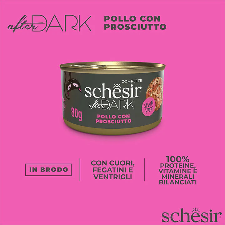 Schesir After Dark Pollo con prosciutto in brodo 80g
