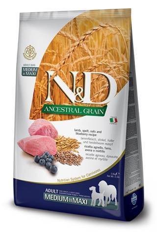 N&D Ancestral Medium e Maxi Adult con Agnello e Mirtillo 12 kg - Giardango