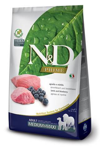 N&D Prime Medium e Maxi Adult con Agnello e Mirtillo 12 kg - Giardango